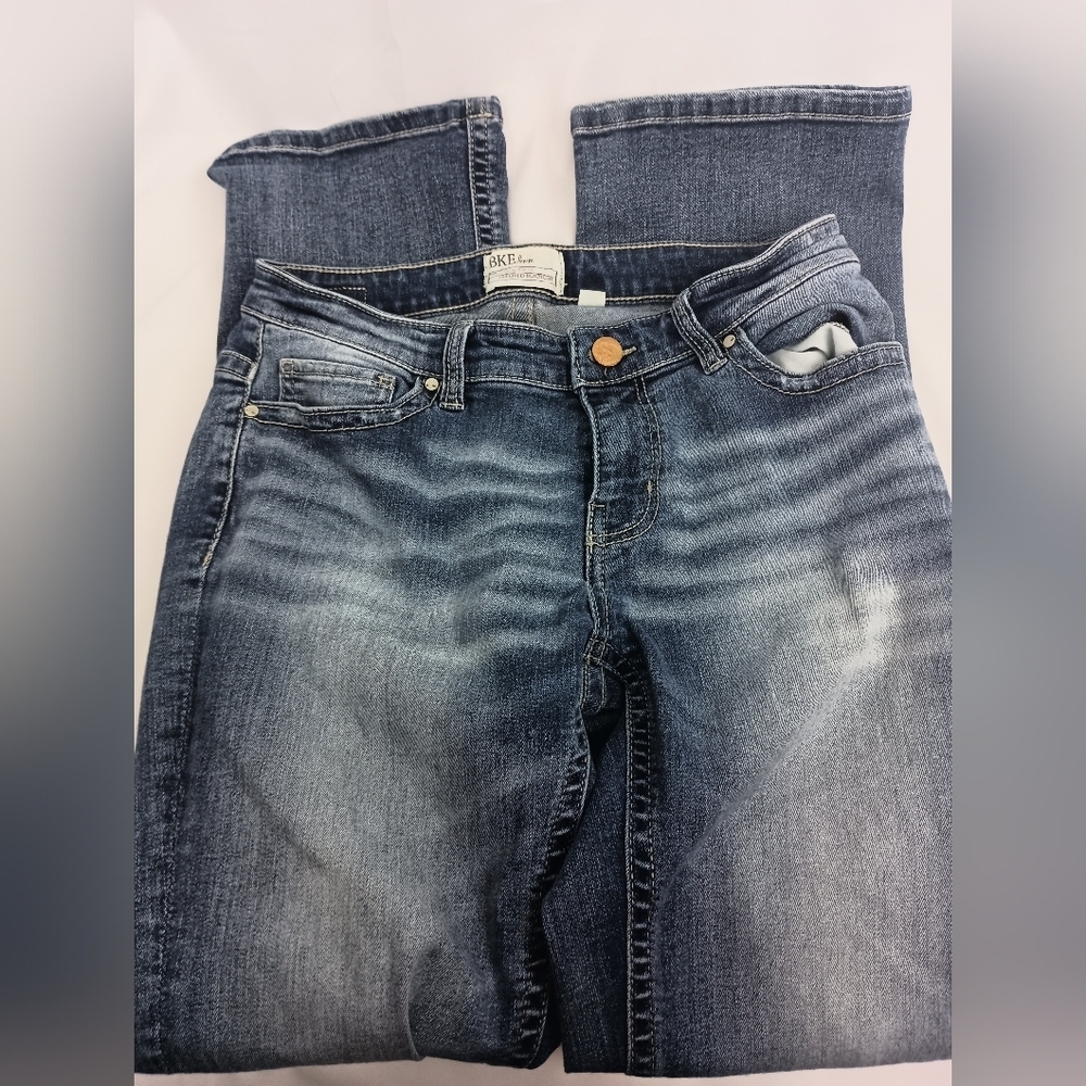 BKE Payton Designer Dark Blue Wash Denim Bootcut Jeans(#471) - Picture 2 of 10